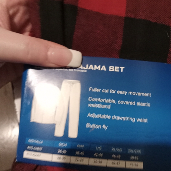 HANES-2PC Flannel Pajama Set Red/Black (Buffalo-Check)-M - Picture 2 of 3